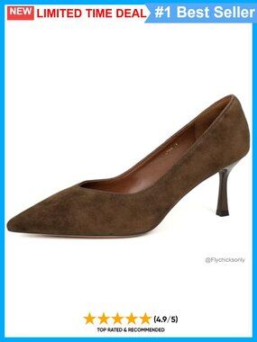 Pointed-Toe Mid-Heel Pumps Leather & Suede Office Dress Shoes